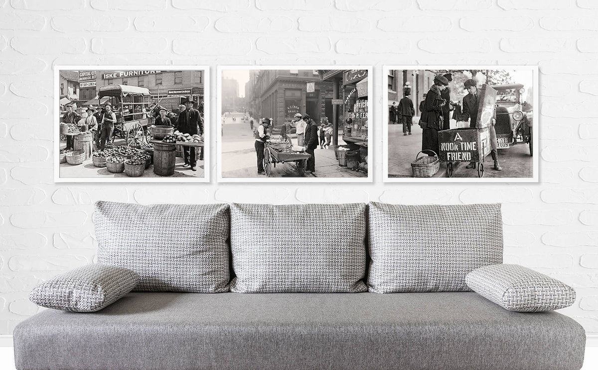 Farmer's Market, Food Carts, Lunch Cart, Black Photo Wall Collection Historical Pix