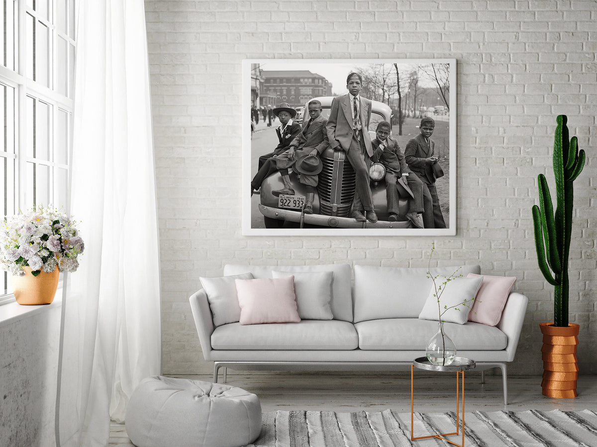 Five African American Boys on Car, South Side Chicago, 1941 by Russell Lee Historical Pix