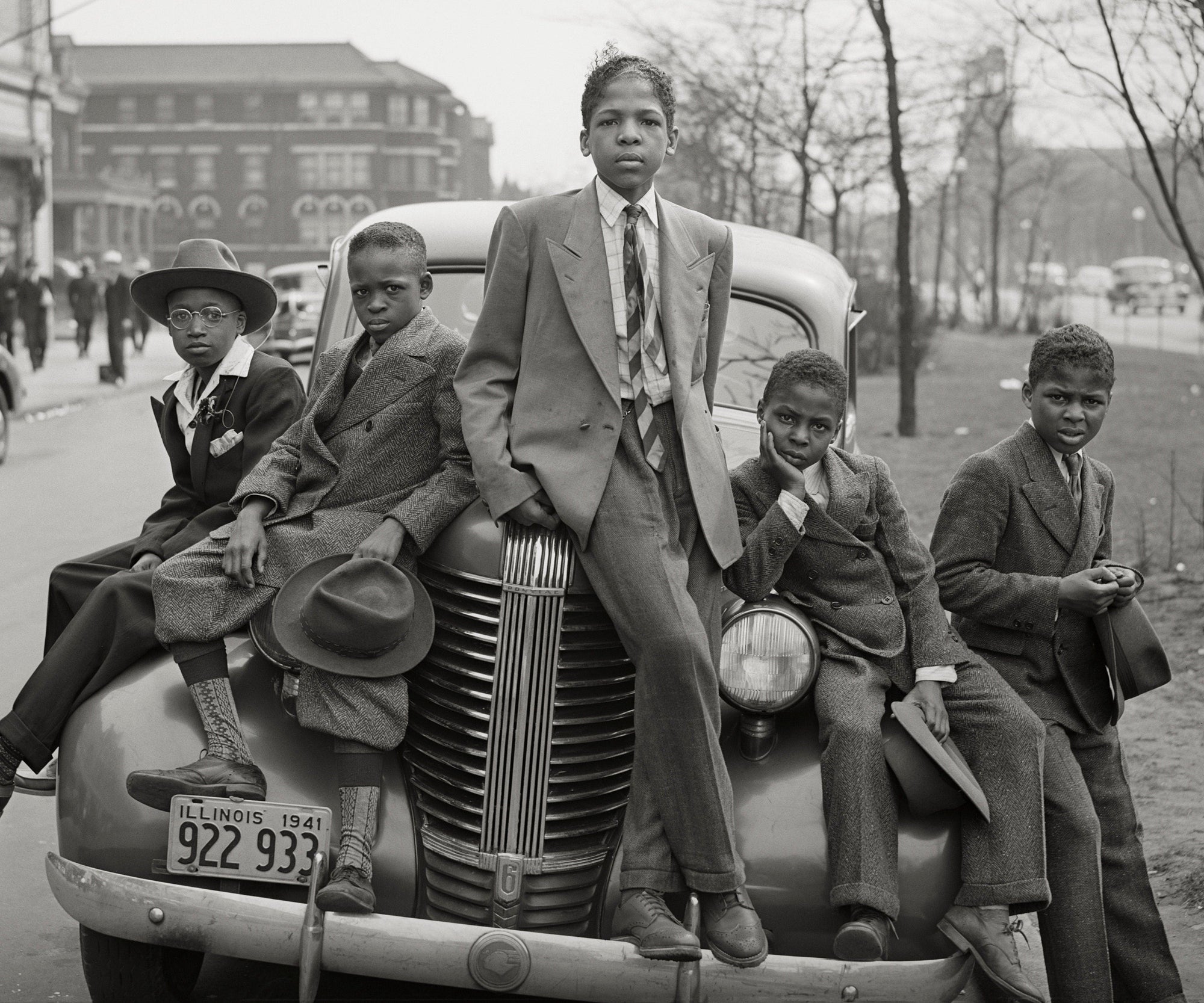 Five African American Boys on Car, South Side Chicago, 1941 by Russell Lee Historical Pix