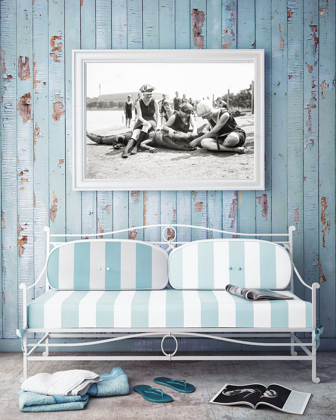 Girls Sit For Photo on Crocodile, Washington DC Tidal Basin, 1920s Historical Pix