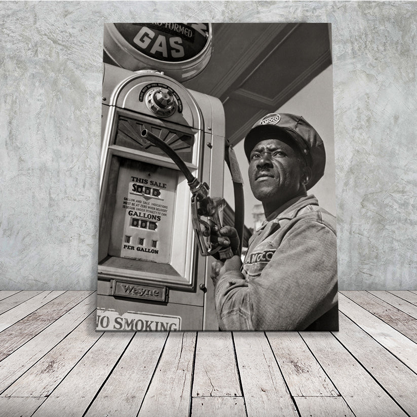 Gordon Parks Portrait Of a Mechanic Pumping Gas, 1942 Historical Pix