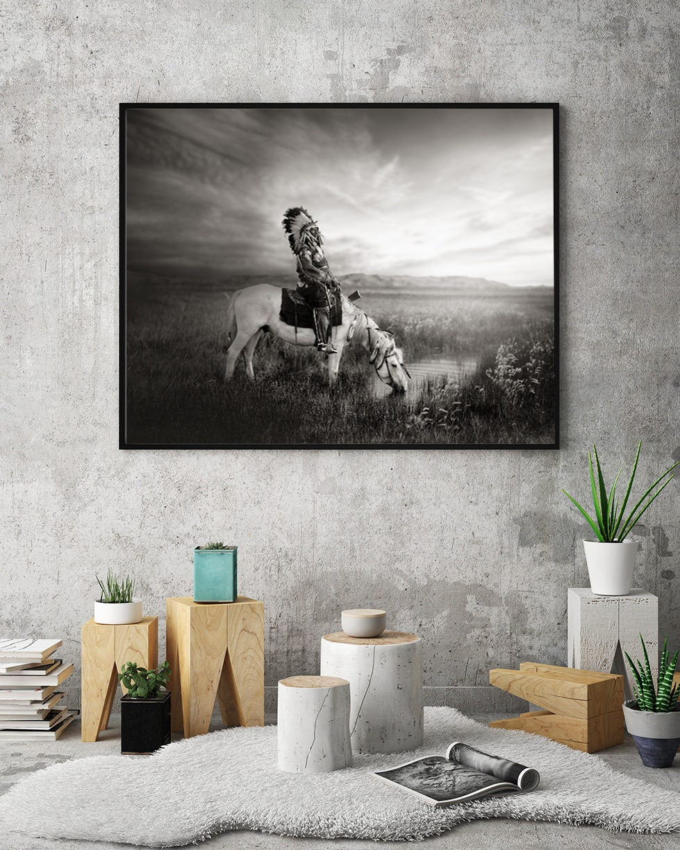 Indigenous American Oglala Warrior, Wearing Headdress, Early 1900s Historical Pix