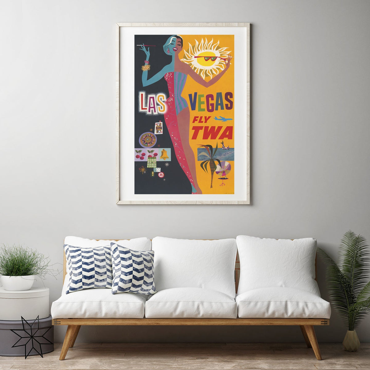 Las Vegas TWA Lithographic Travel Poster, Mid-Century Art Historical Pix