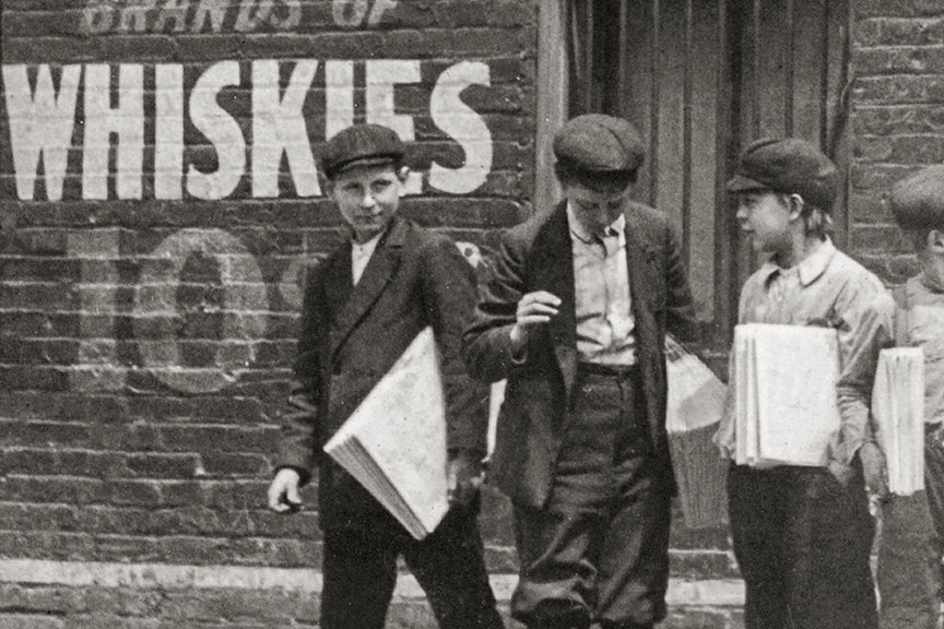 Lewis Hines St. Louis, 10th and Cass Street, 1910. Newspaper boys. Historical Pix