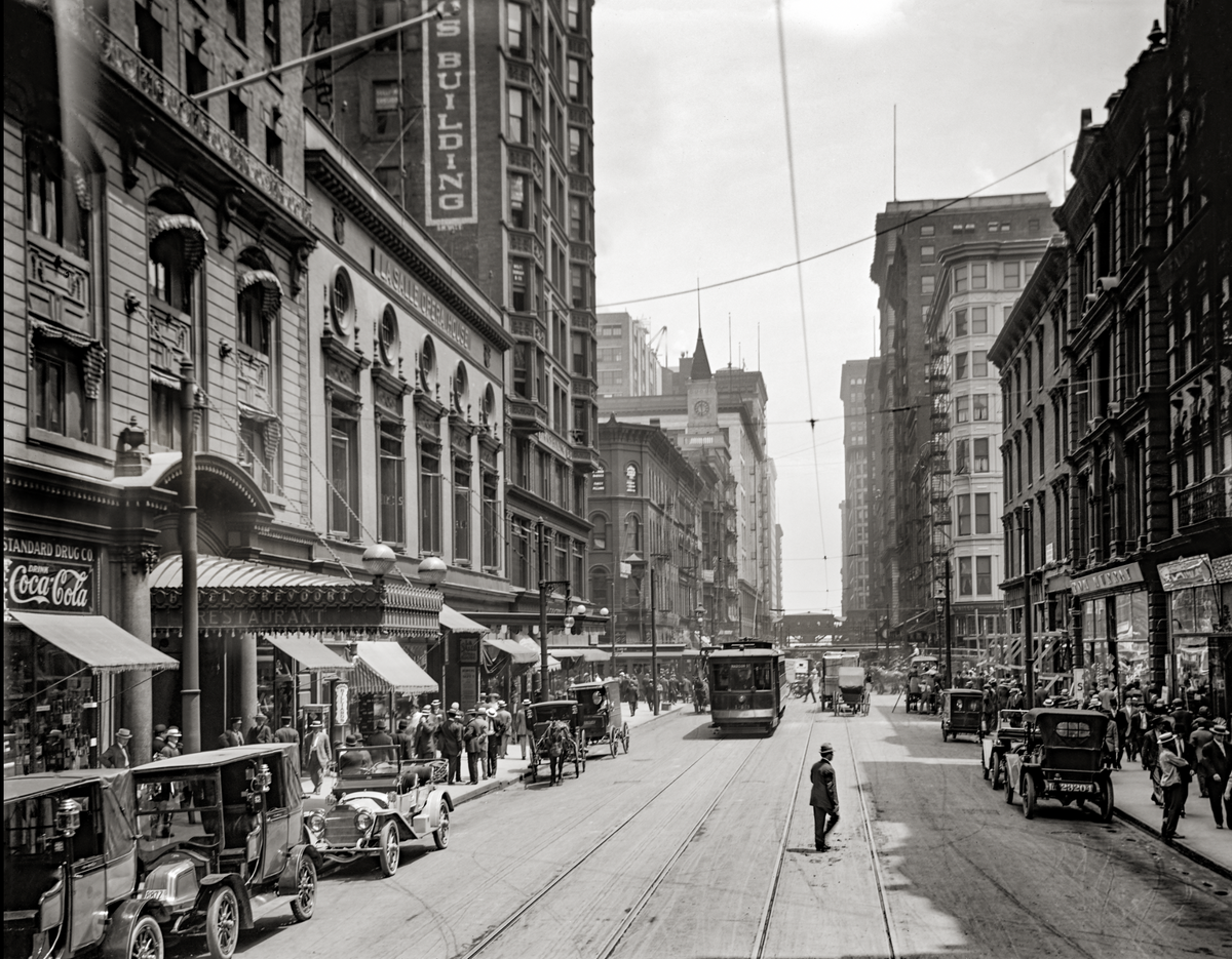 Madison Street, Hotel Brevoort &amp; La Salle Opera House, Chicago, Illinois 1910 Historical Pix