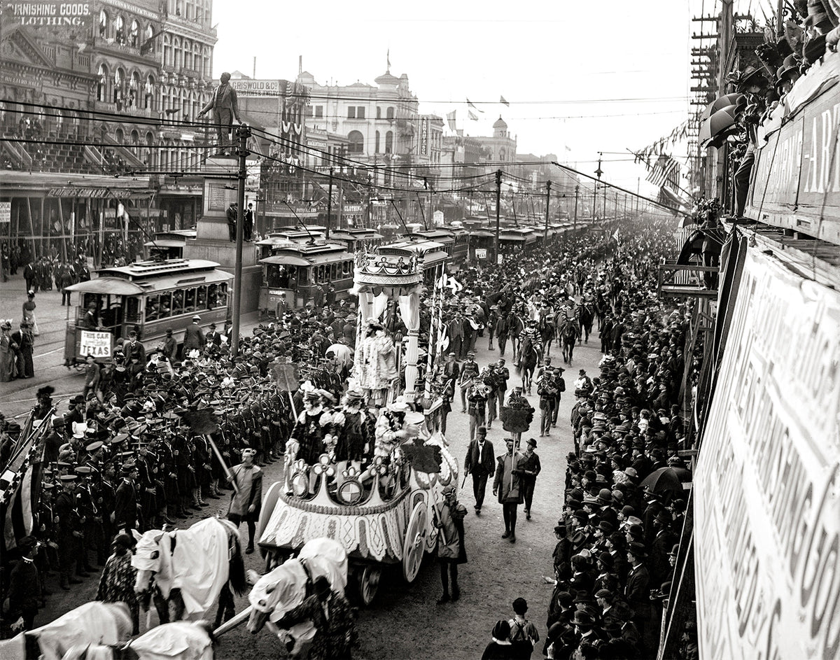 Mardi Gras Parade Canal Street, New Orleans, Louisiana, The Big Easy, 1900 Historical Pix