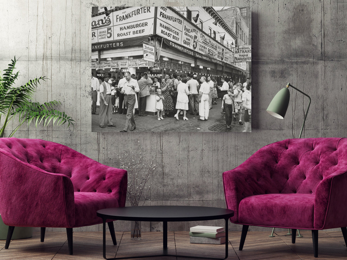 Nathans Famous Hot Dogs, Coney Island Amusement Park, Brooklyn 1947 Historical Pix