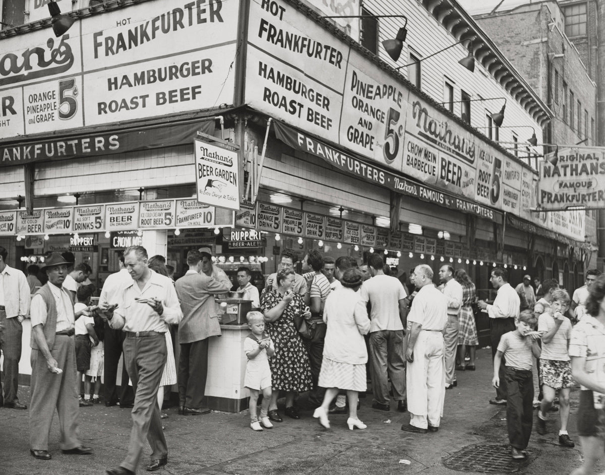 Nathans Famous Hot Dogs, Coney Island Amusement Park, Brooklyn 1947 Historical Pix