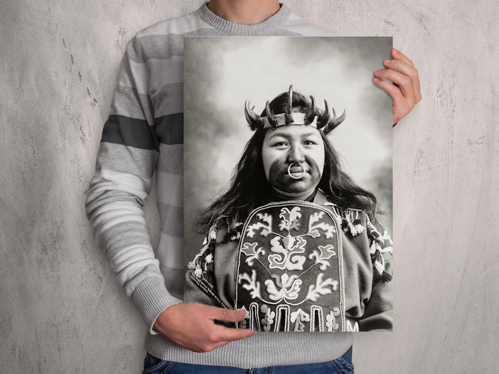 Native Alaskan Kaw-Claa Thlinget wearing Potlatch dancing costume, 1906 Historical Pix