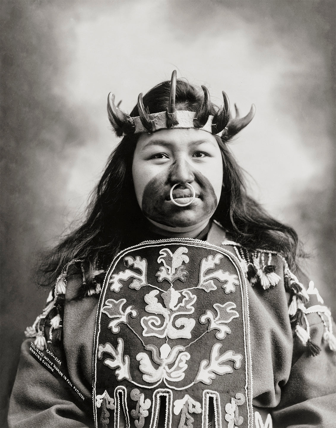 Native Alaskan Kaw-Claa Thlinget wearing Potlatch dancing costume, 1906 Historical Pix