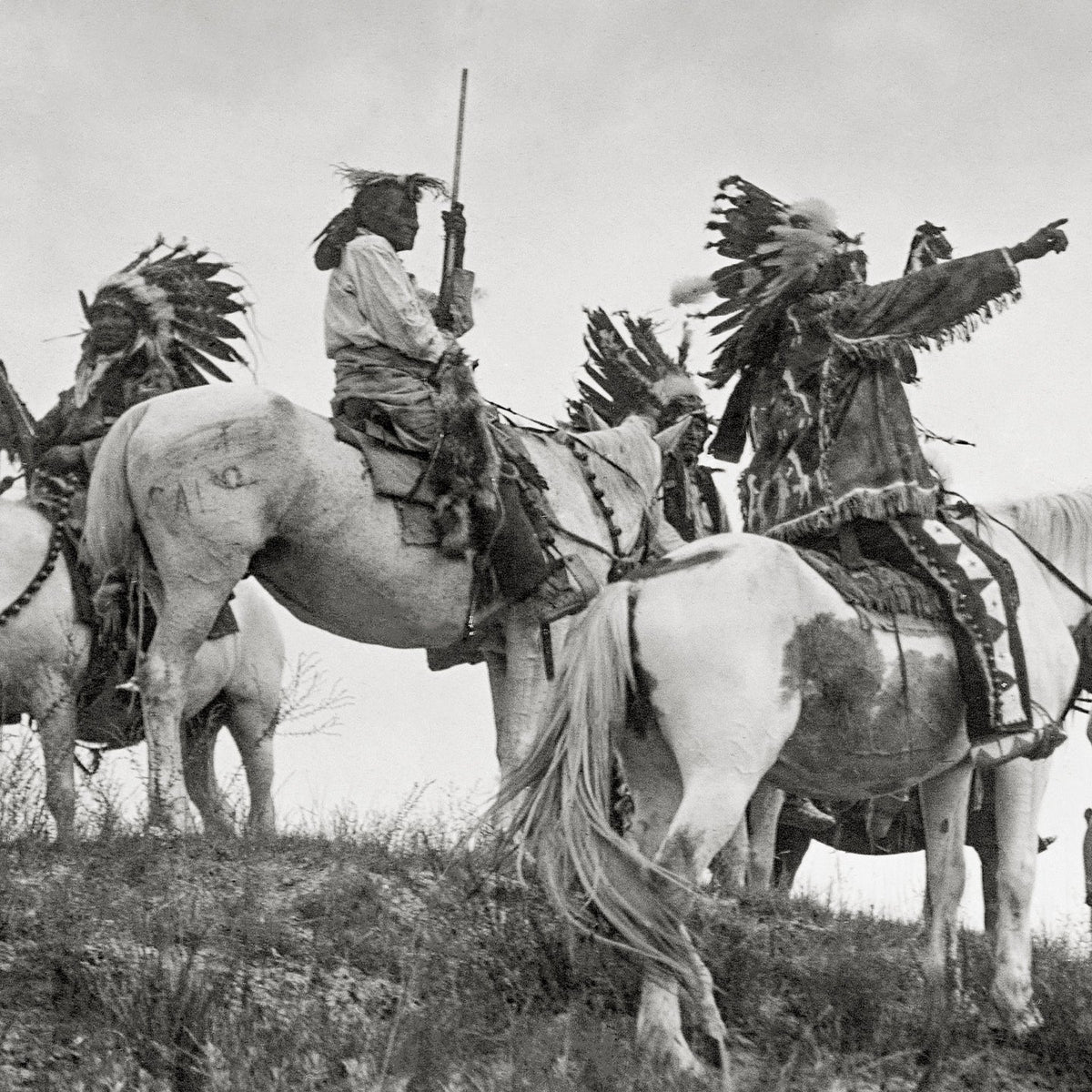 Native American Wearing Headdress, 1907, Edward Curtis Historical Pix