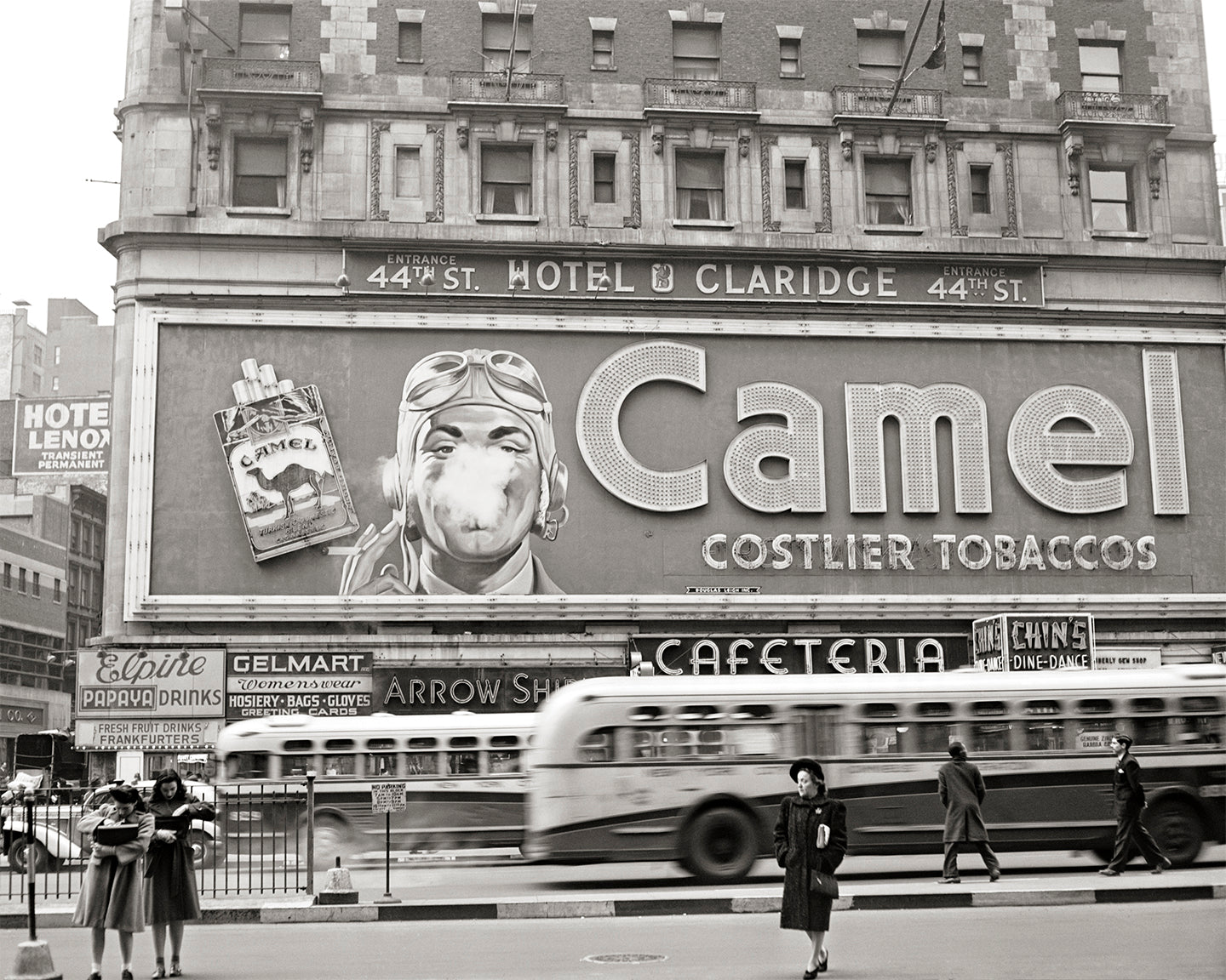 New York City 44th Street, Times Square, Hotel Claridge, 1940s Historical Pix