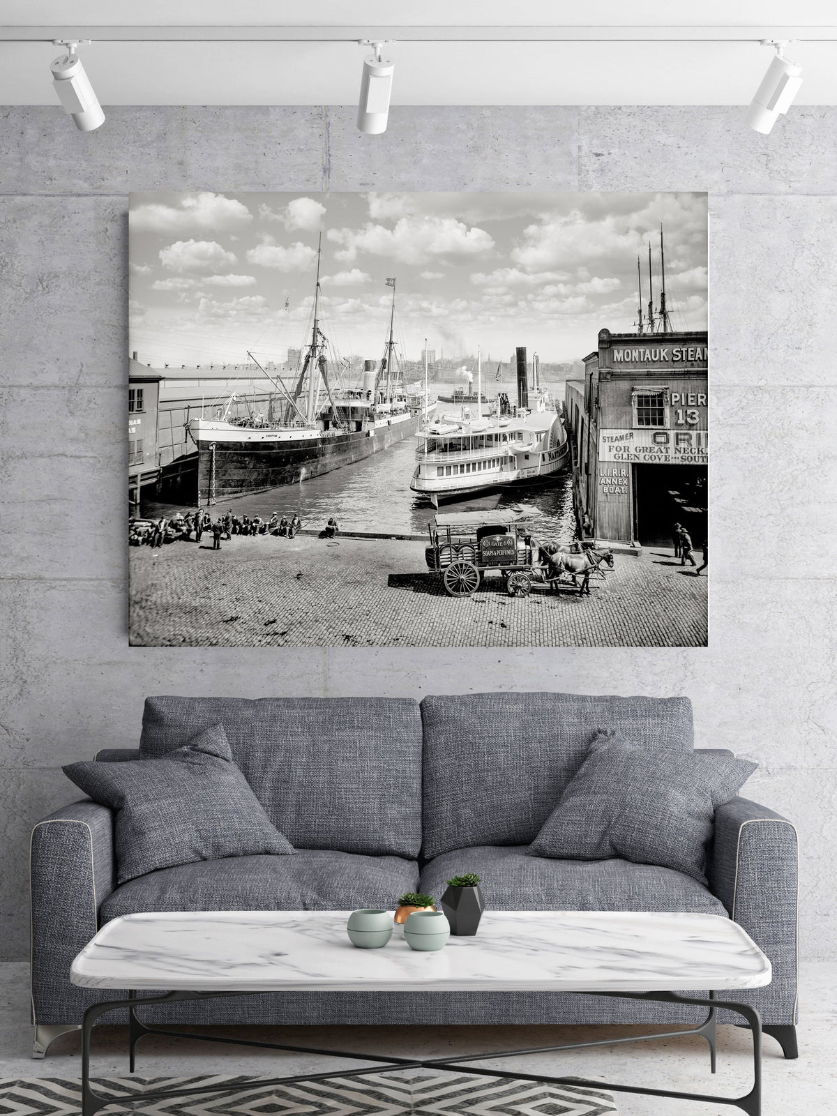 New York City, Pier 13, Steamship, early 1900s Historical Pix