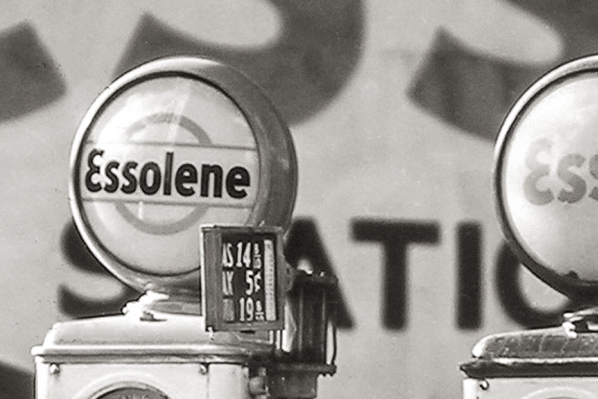 Old Gas Pumps Photo, Esso Station, New York, 1935 Historical Pix