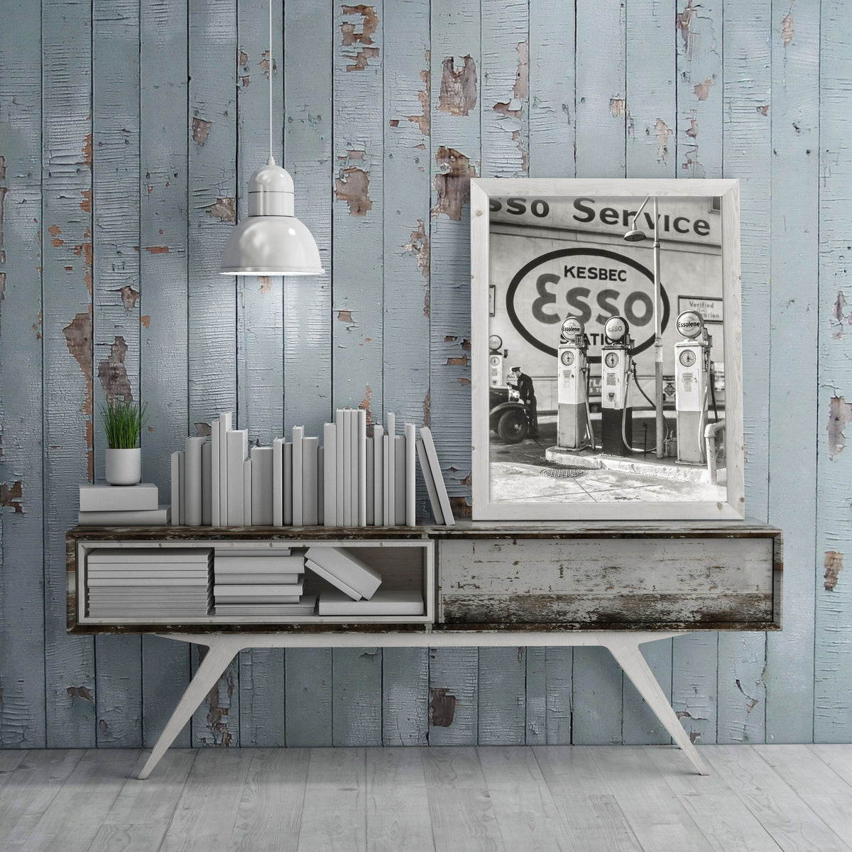 Old Gas Pumps Photo, Esso Station, New York, 1935 Historical Pix