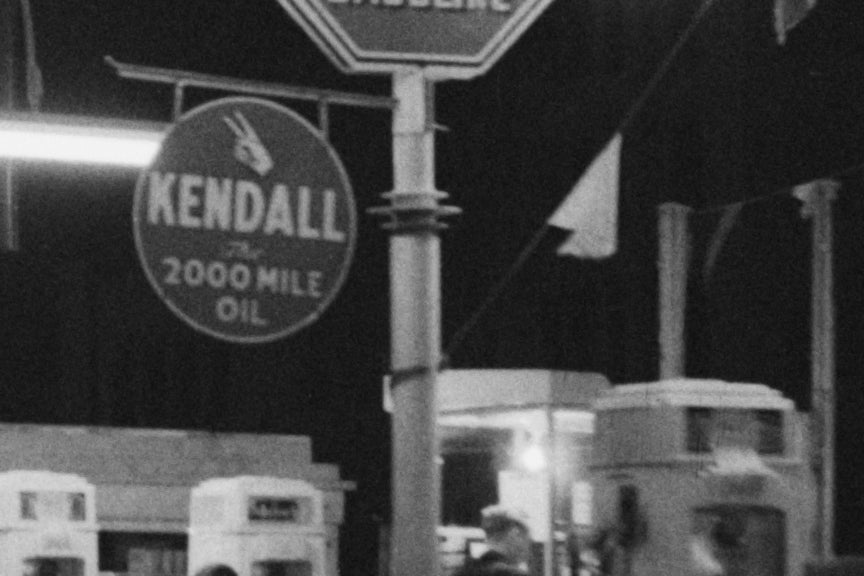 Nighttime Vintage Gas Station Photo, Hollywood, California, 1942 -  Historical Pix