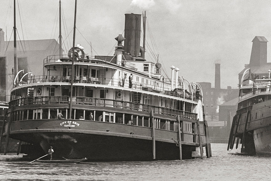 Old Historic Buffalo NY Photo, Steamships on Buffalo River, 1905 Historical Pix