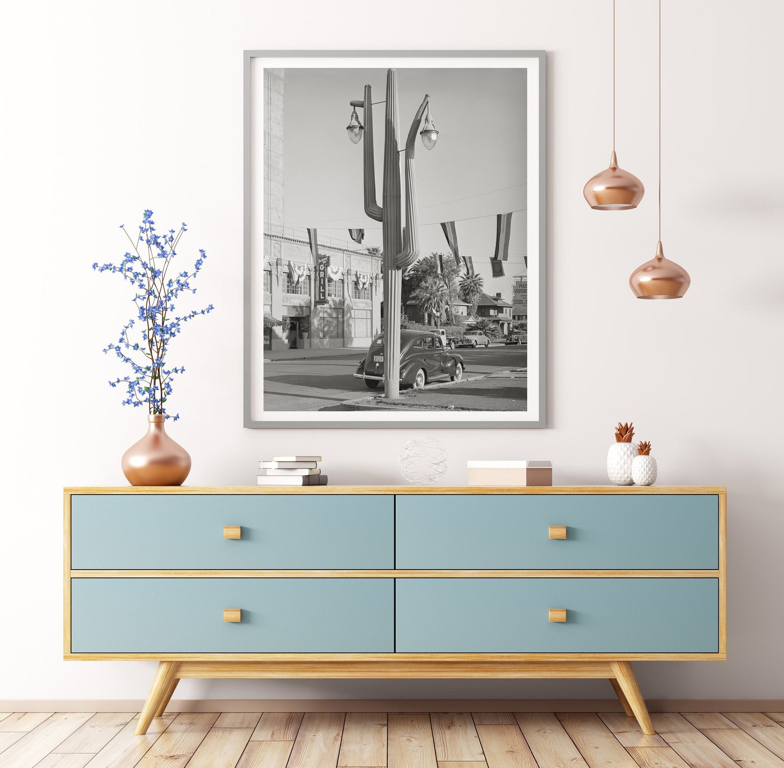 Old Phoenix Arizona Cactus Street Light, Russell Lee, 1940 Historical Pix