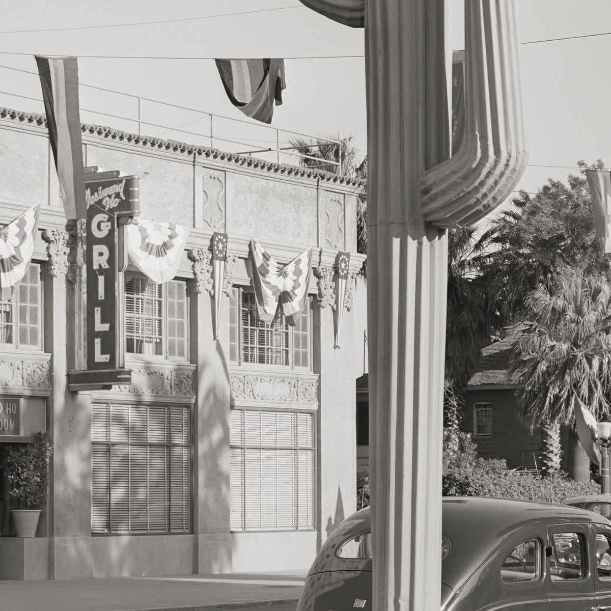 Old Phoenix Arizona Cactus Street Light, Russell Lee, 1940 Historical Pix