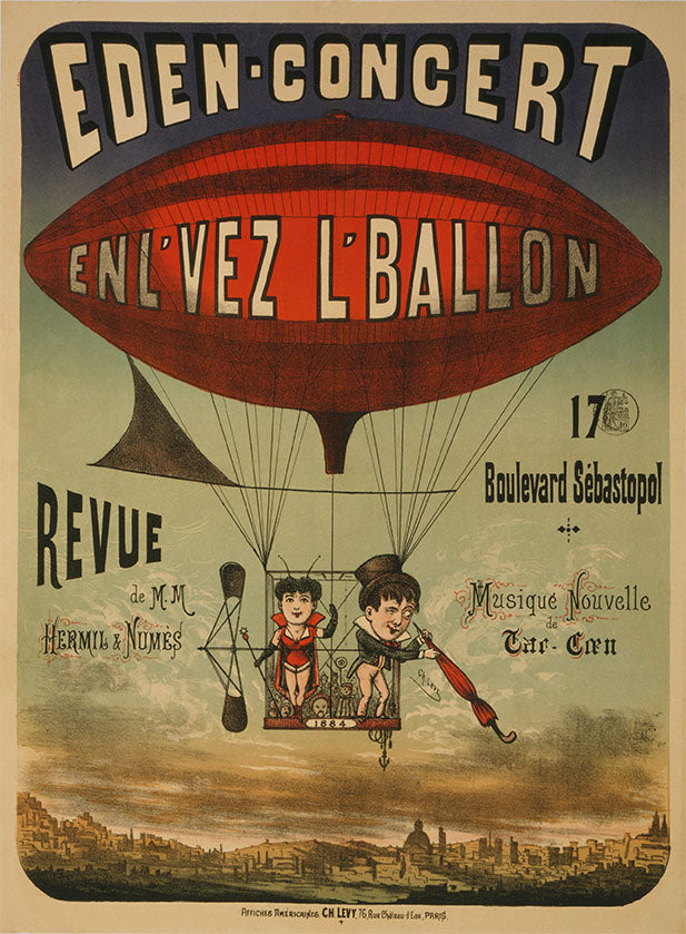 Paris Balloon Show and Music Festival Poster, 1898 Historical Pix