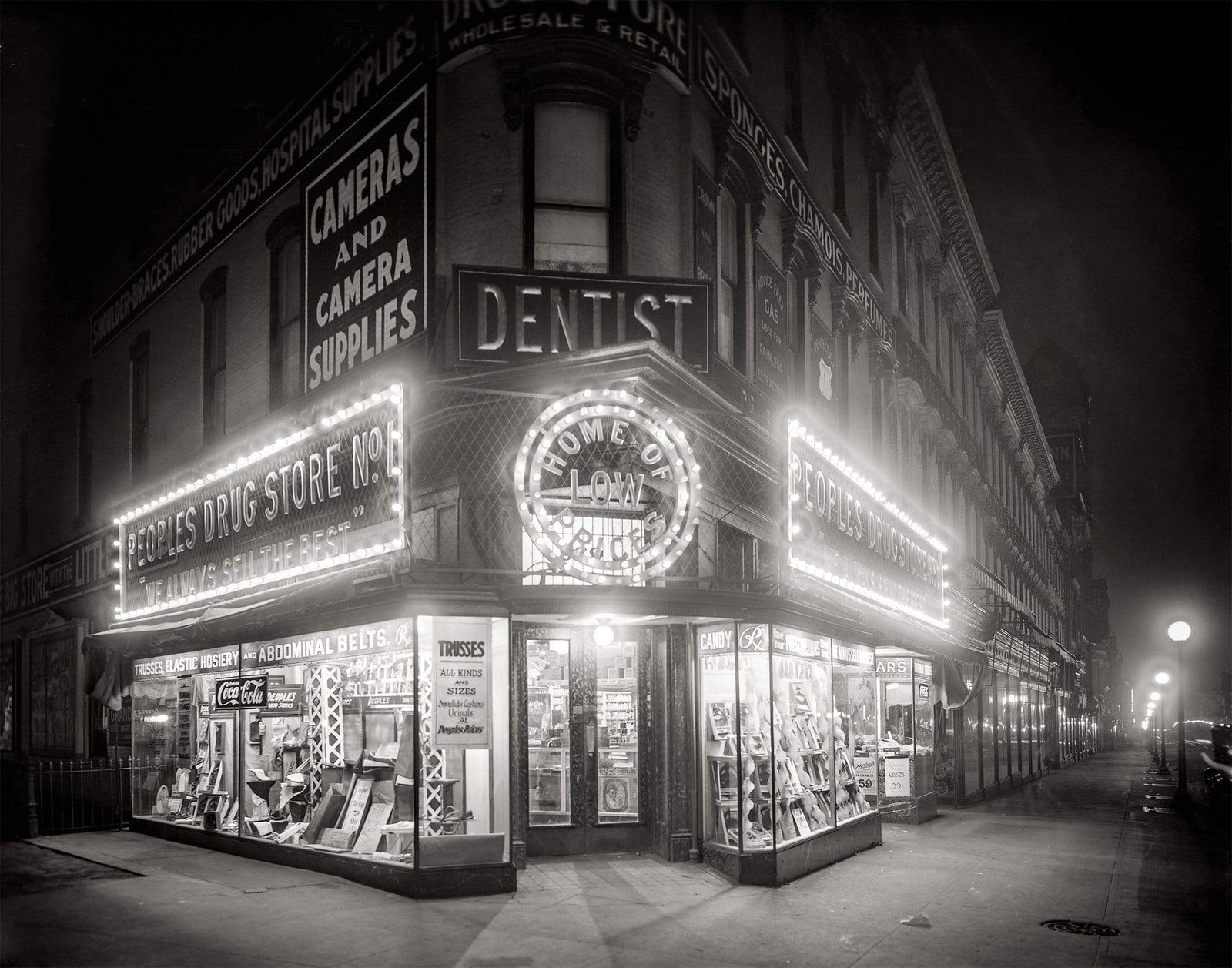 People's Drugstore, 1920s, Washington DC, Night Scene Historical Pix