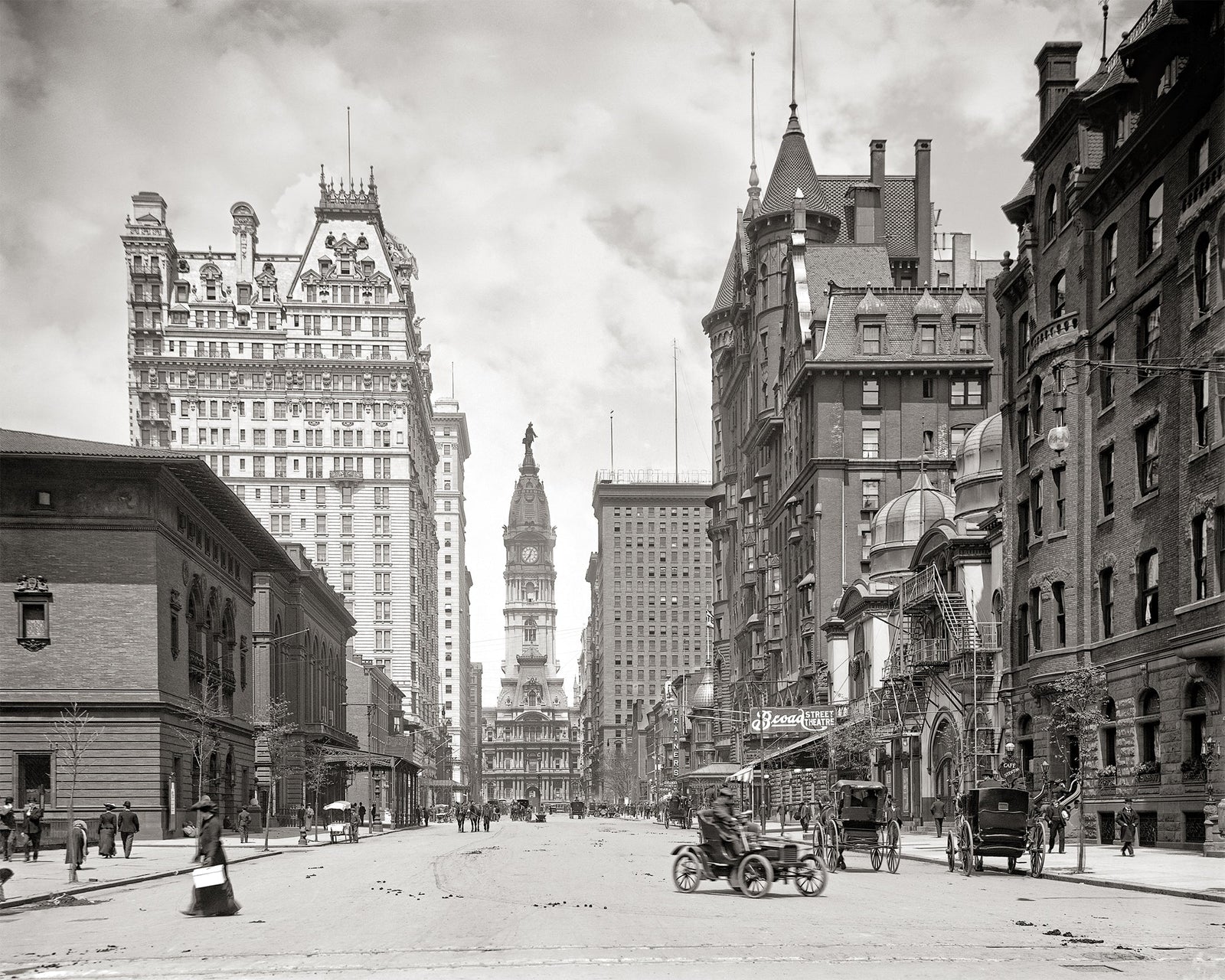 Philadelphia PA, Early 1900s Photo Broad/Spruce Streets Historical Pix