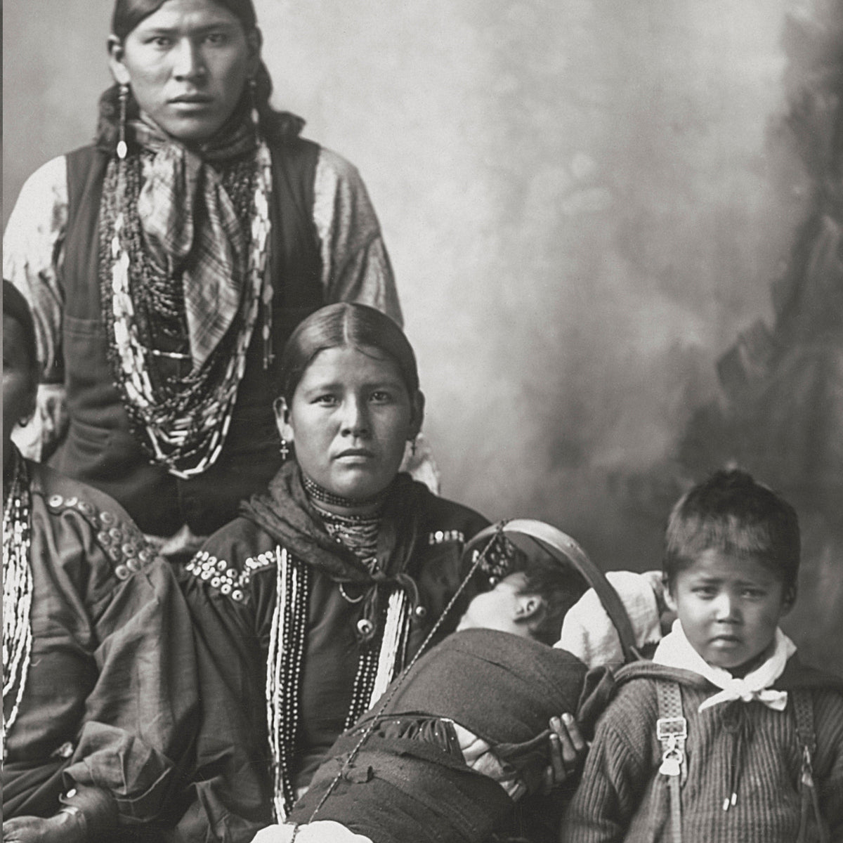 Photo of Sauk Indian family, full-length portrait, F.A. Rinehart, Omaha, 1899 Historical Pix