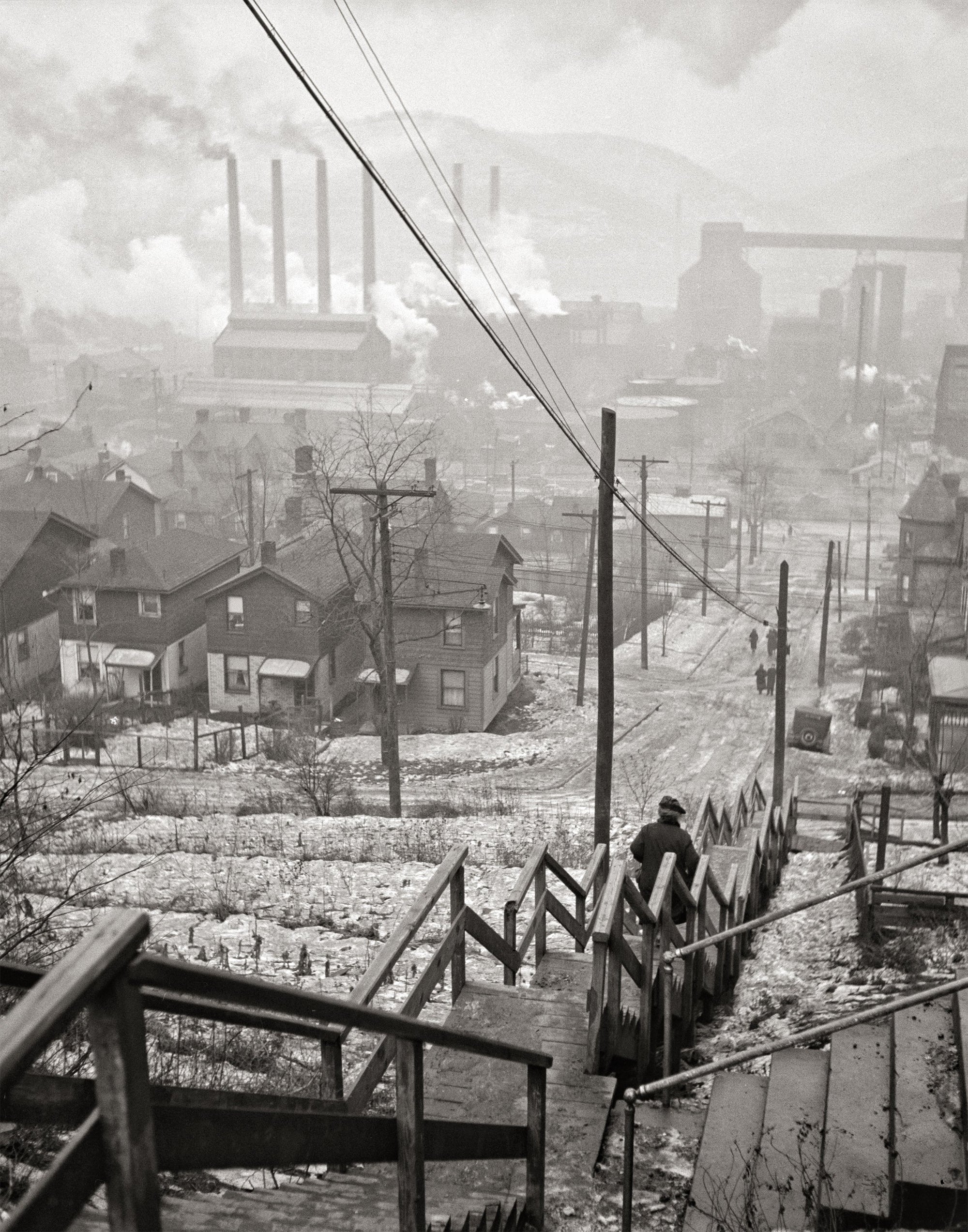 Pittsburgh PA Mill District Photo On a Snowy Day, 1940 Historical Pix