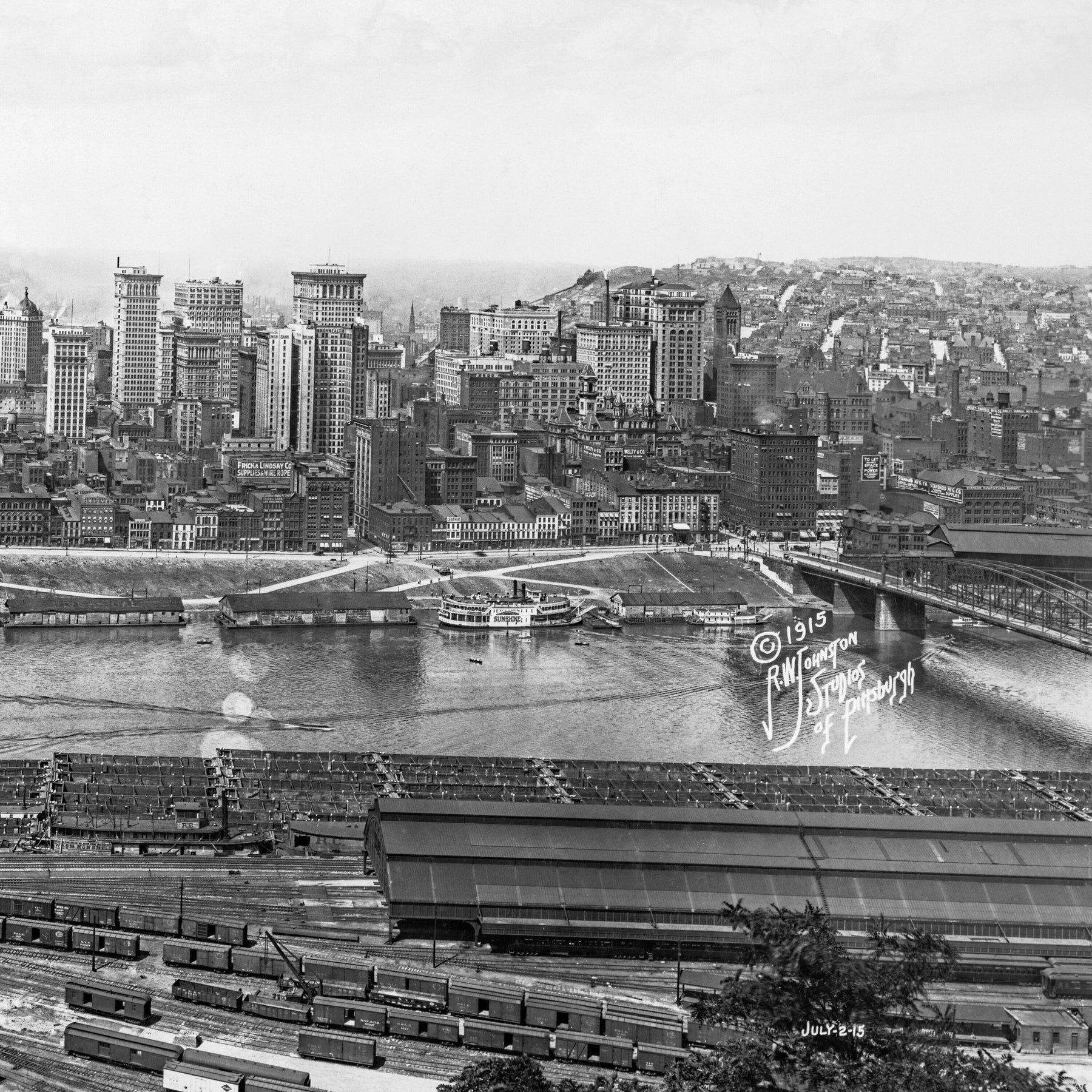 Pittsburgh, Pennsylvania, Rail Yards and River Barges, 1915 ...