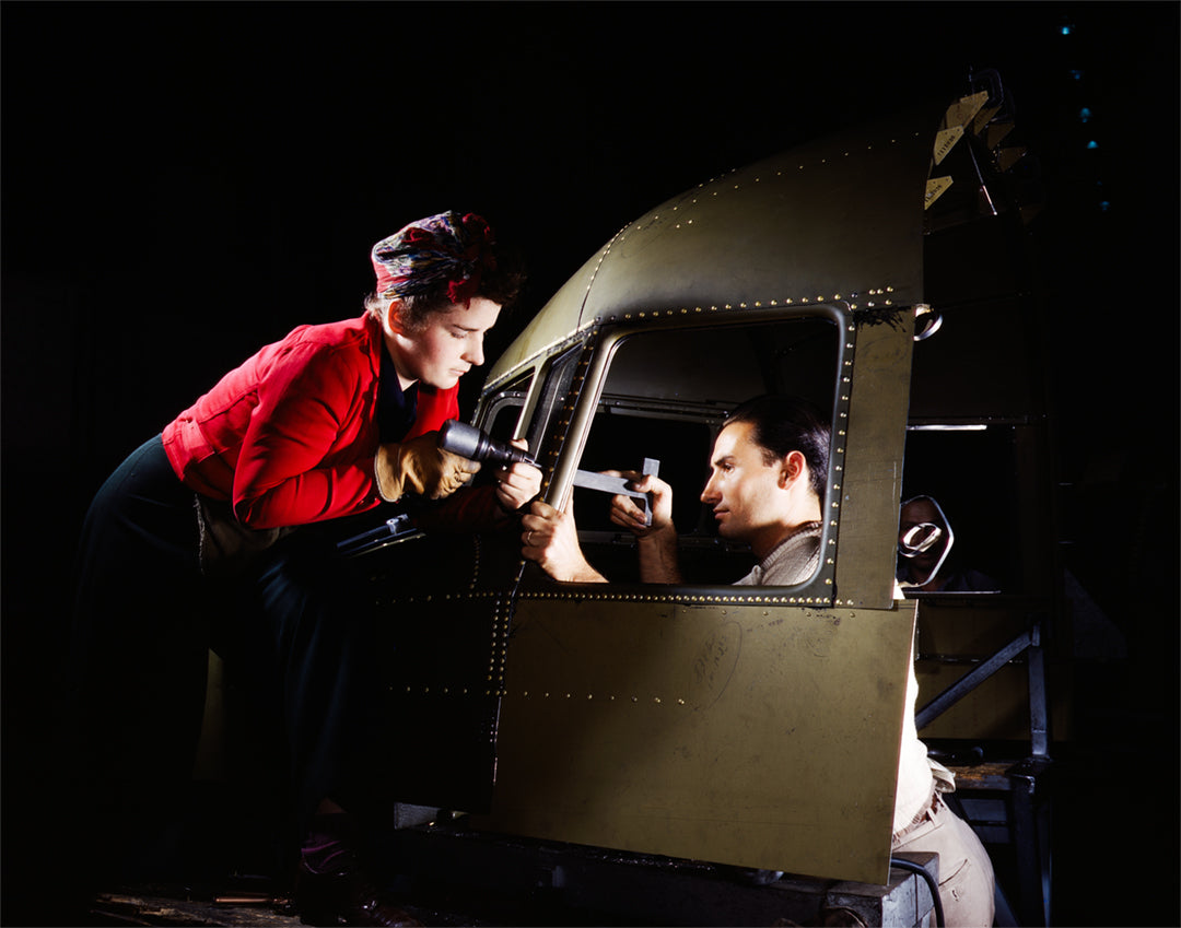 Rockabilly Rosie, Rosie the Riveter, B-25 Bomber Plane, 1942 Historical Pix