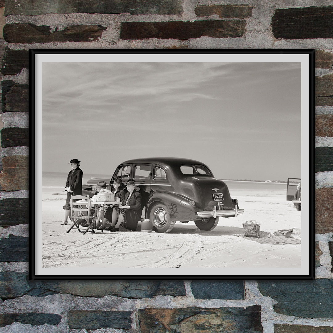 Sarasota Florida Beach Picnic Photo, 1941 Historical Pix
