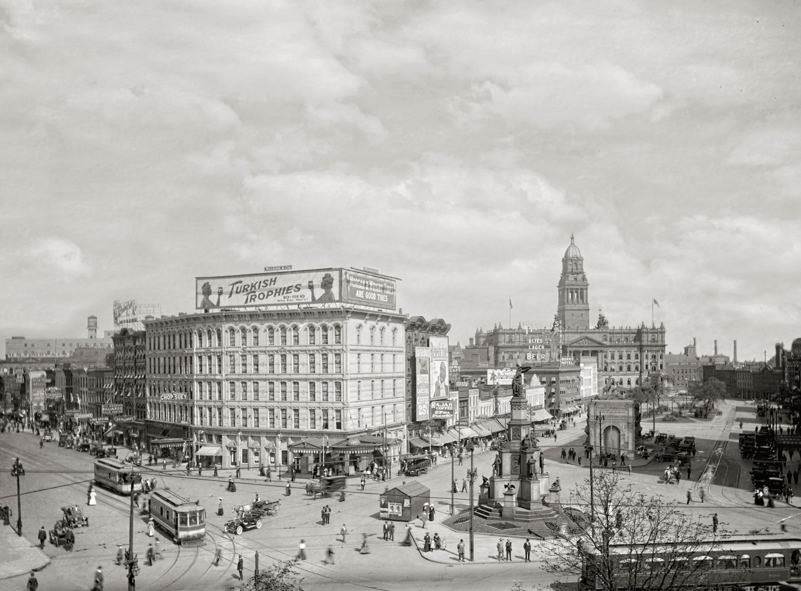 Detroit Campus Martius, Soldiers' and Sailors' Monument, Elks Monument, 1910