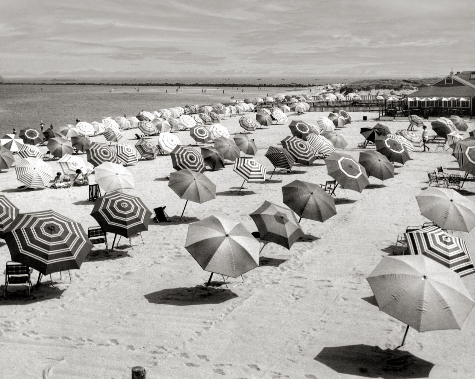 Nantucket Cliffside Beach, Umbrellas, 1950s