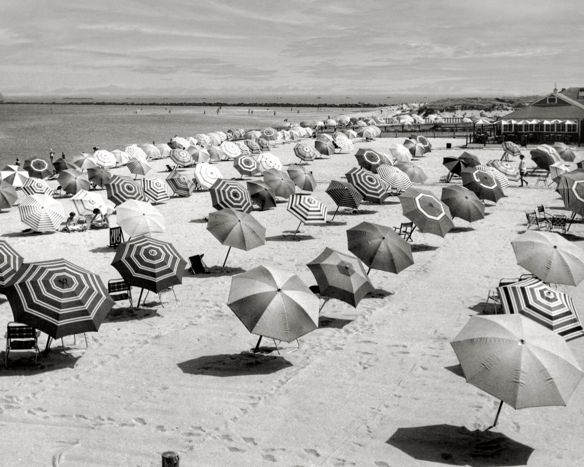 Nantucket Cliffside Beach, Umbrellas, 1950s