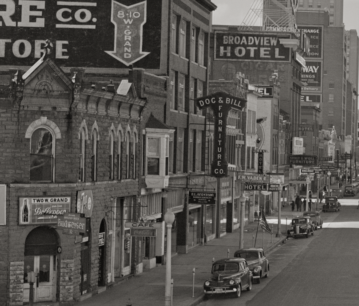 Oklahoma City, Oklahoma, Hotels on West Grand Avenue, John Vachon, 1942