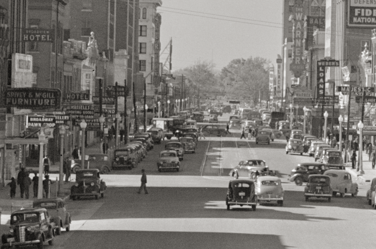 Oklahoma City, Oklahoma, Hotels on West Grand Avenue, John Vachon, 1942