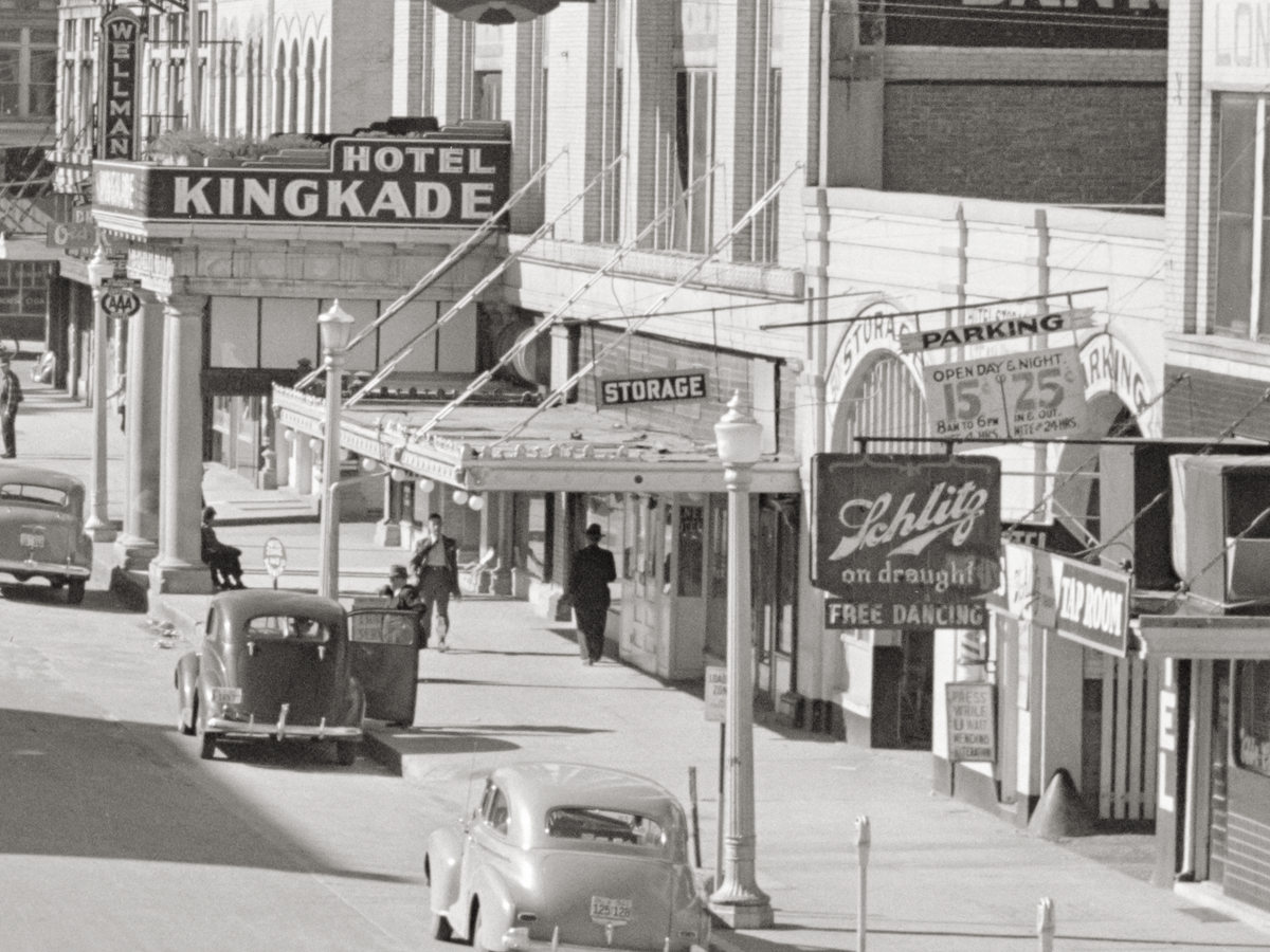 Oklahoma City, Oklahoma, Hotels on West Grand Avenue, John Vachon, 1942