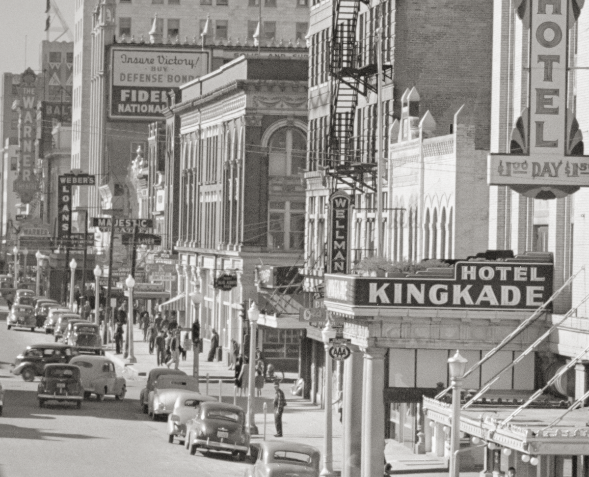 Oklahoma City, Oklahoma, Hotels on West Grand Avenue, John Vachon, 1942