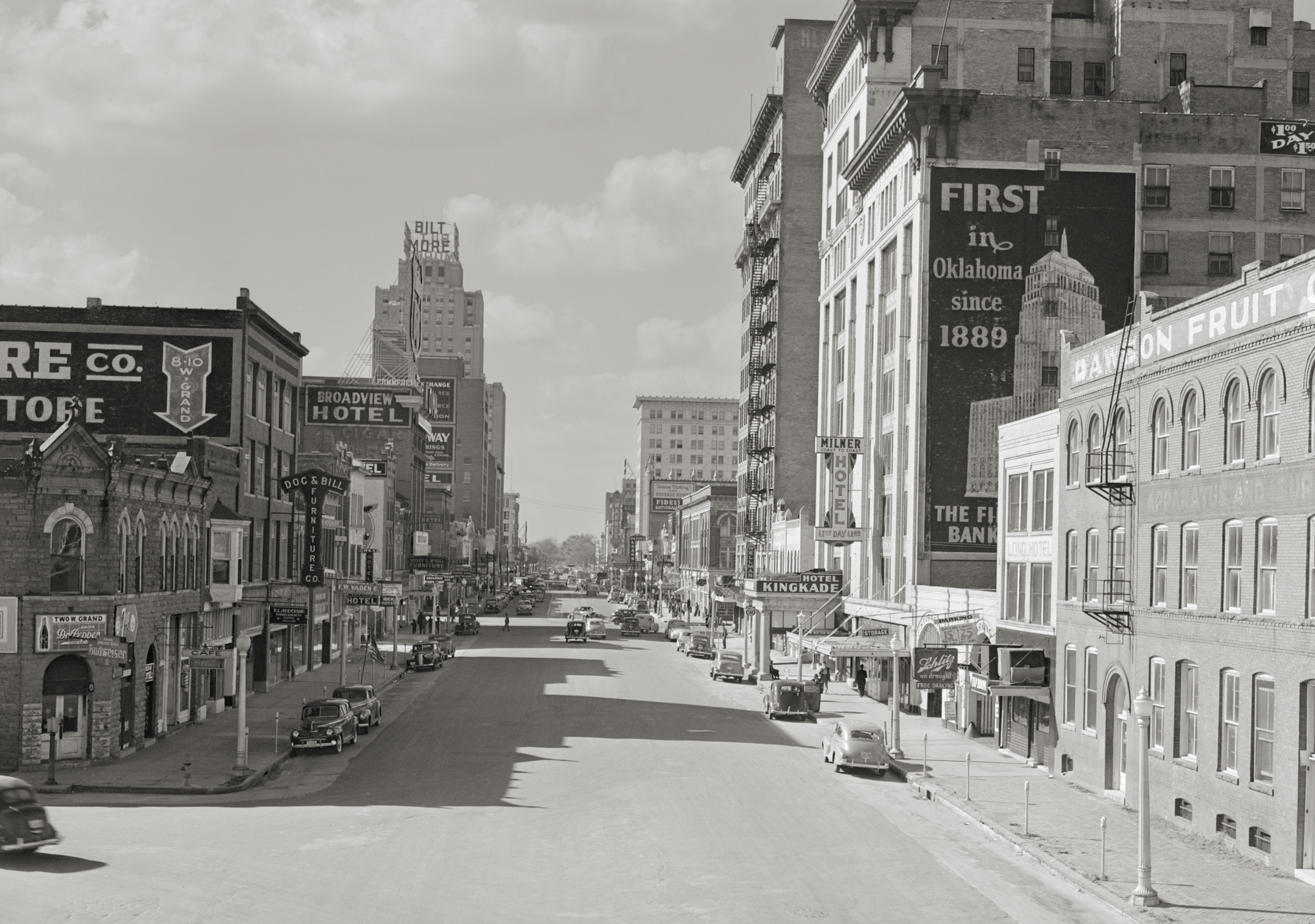 Oklahoma City, Oklahoma, Hotels on West Grand Avenue, John Vachon, 1942