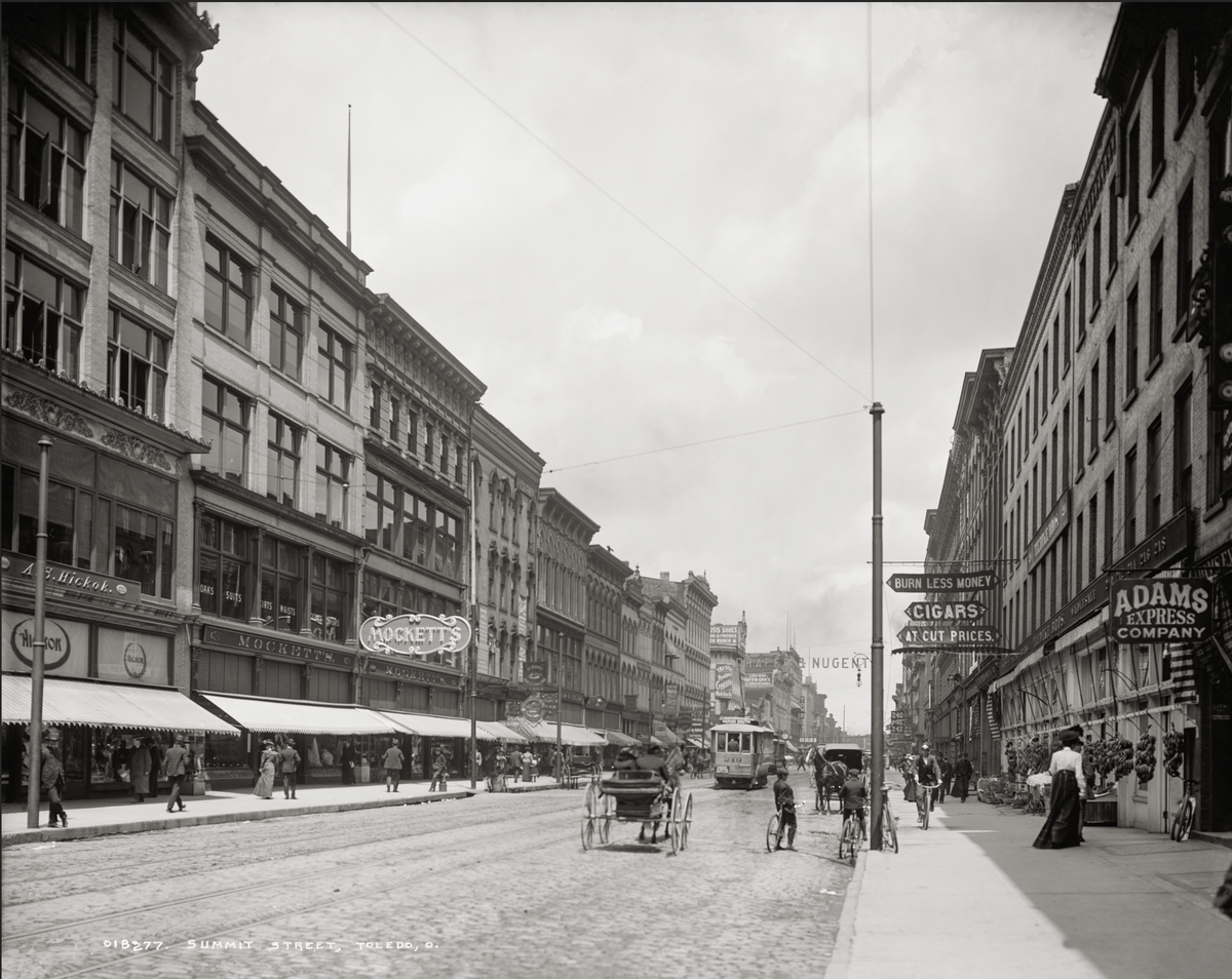 Toledo Ohio Photo, Summit Street ca. 1900 – Historic Downtown Street Scene