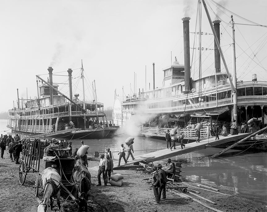 Steamboat Mississippi River, Landing in Memphis TN, 1906 Historical Pix