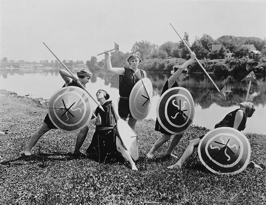 Suffragette Warriors, early 1900s, Practicing For Play at Women's Conference Historical Pix