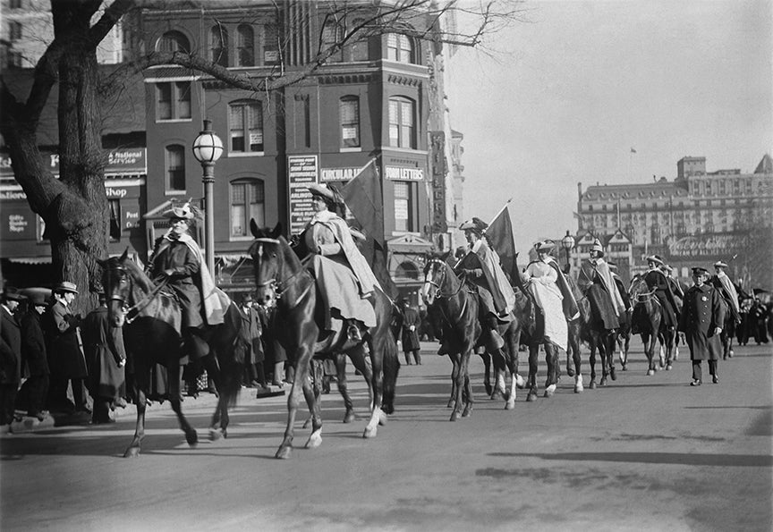 Suffragettes Protest on Horseback, Washington DC, Women&#39;s March, 1914 Historical Pix