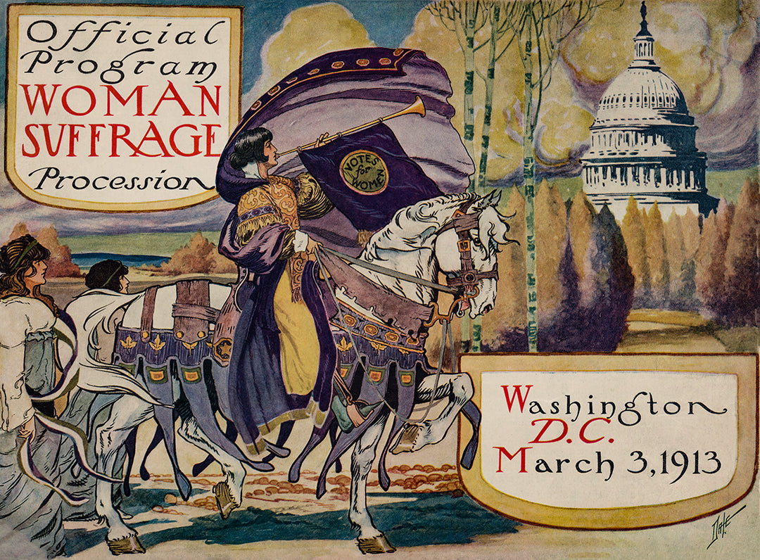 Suffragettes Protesting, Women's March 1913 Program Cover Historical Pix
