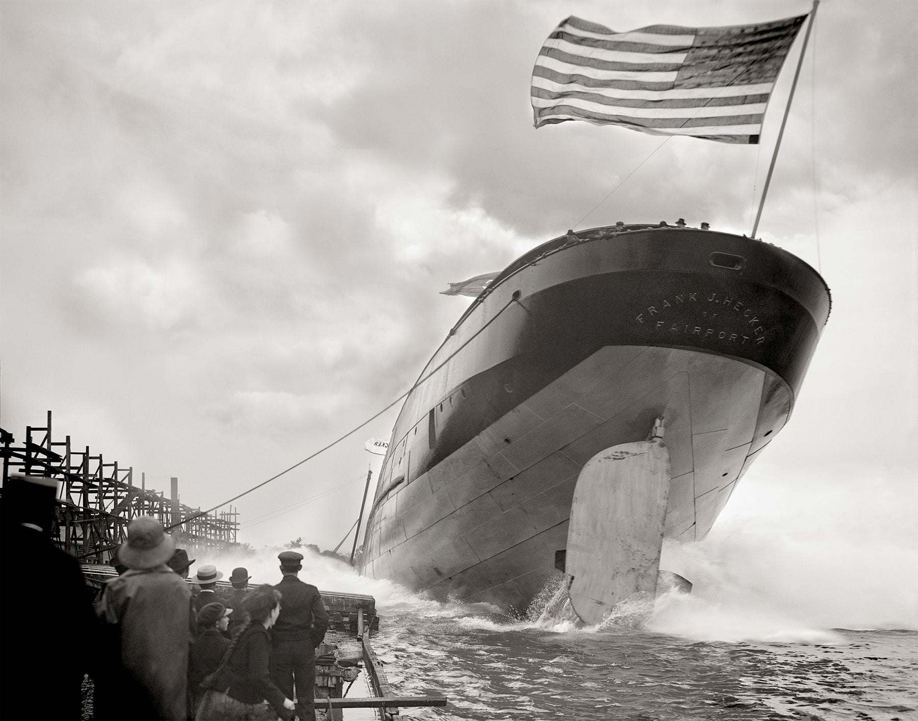 The Launch of the Frank J. Hecker, Great Lakes, Michigan, 1905 Photo Historical Pix