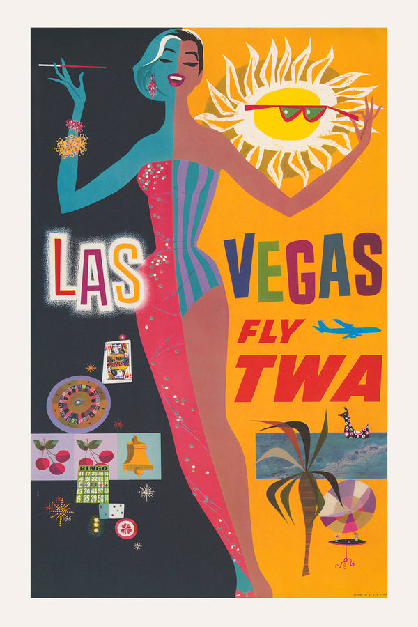 Two TWA Airline Mid-Century Travel Posters, New York and Las