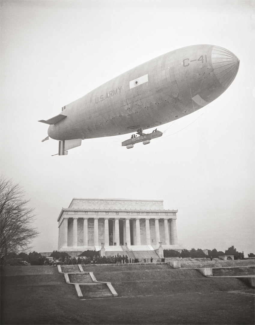 U.S. Army Blimp Over Lincoln Memorial, Washington DC, 1930s Historical Pix