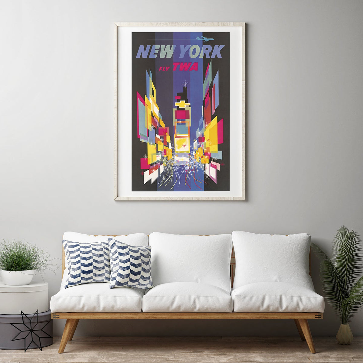 Vintage TWA New York Travel Poster Historical Pix