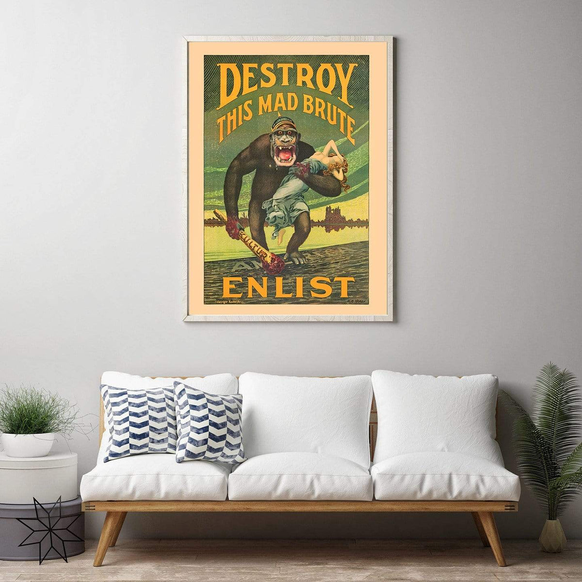 WWI Poster Enlistment Poster, King Kong and Girl, Lithograph Reprint Historical Pix