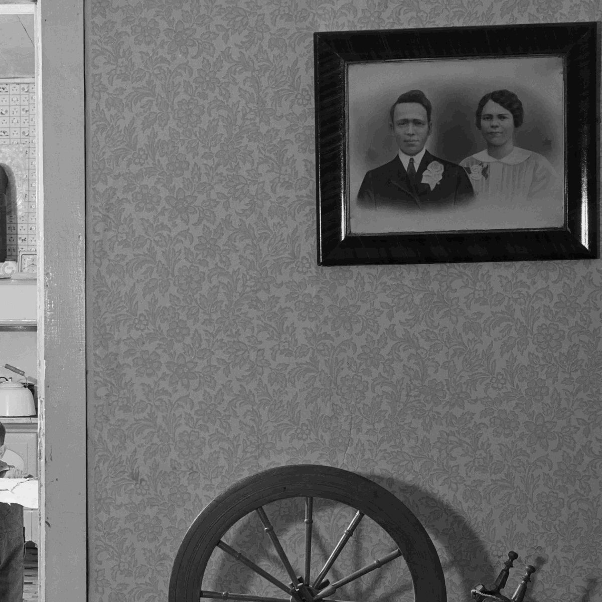 Woman Sewing With Boy, Maine, Photographed by Jack Delano, 1940 Historical Pix